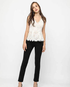 Cross Black lace Peplum Top