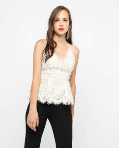 Cross Black lace Peplum Top