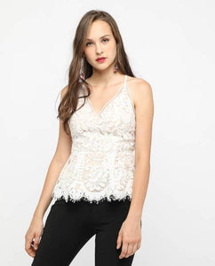 Cross Black lace Peplum Top