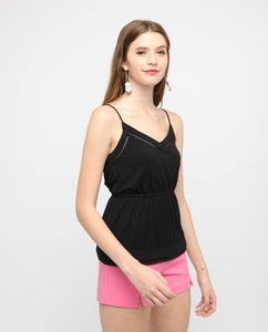 EYELET CAMI PEPLUM TOP - OSMOSE ONLINE SHOPPING