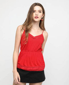 EYELET CAMI PEPLUM TOP - OSMOSE ONLINE SHOPPING