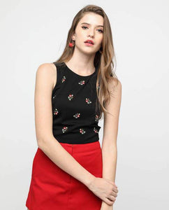 EMBROIDERY FLORAL CROP TOP - OSMOSE ONLINE SHOPPING