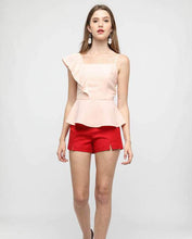 Load image into Gallery viewer, SIDE RUFFLE PEPLUM BLOUSE - OSMOSE ONLINE SHOPPING