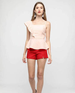 SIDE RUFFLE PEPLUM BLOUSE - OSMOSE ONLINE SHOPPING