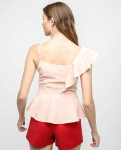 SIDE RUFFLE PEPLUM BLOUSE - OSMOSE ONLINE SHOPPING