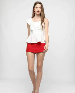 SIDE RUFFLE PEPLUM BLOUSE - OSMOSE ONLINE SHOPPING