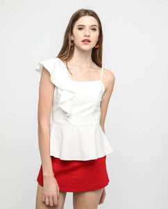 SIDE RUFFLE PEPLUM BLOUSE - OSMOSE ONLINE SHOPPING