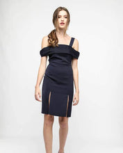 Load image into Gallery viewer, SATIN COLDSHOULDER SLIT DRESS - OSMOSE ONLINE SHOPPING