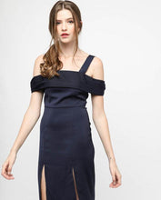 Load image into Gallery viewer, SATIN COLDSHOULDER SLIT DRESS - OSMOSE ONLINE SHOPPING