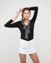 Load image into Gallery viewer, STRIPED JERSEY RIBBON TOP - OSMOSE ONLINE SHOPPING