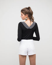 Load image into Gallery viewer, STRIPED JERSEY RIBBON TOP - OSMOSE ONLINE SHOPPING