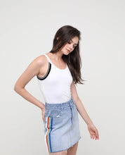 Load image into Gallery viewer, Loxie Rainbow Stripped Denim Skirt