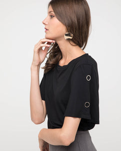 EYELET RING JERSEY TEE - OSMOSE ONLINE SHOPPING