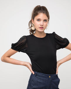 PUFF SLEEVE JERSEY TEE - OSMOSE ONLINE SHOPPING