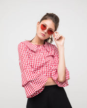 Load image into Gallery viewer, GINGHAM FLUTTERS TOP - OSMOSE ONLINE SHOPPING