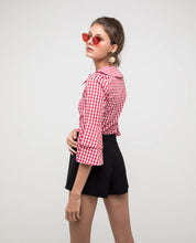 Load image into Gallery viewer, GINGHAM FLUTTERS TOP - OSMOSE ONLINE SHOPPING