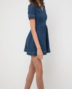 BRENDA V-NECK DENIM DRESS - OSMOSE ONLINE SHOPPING