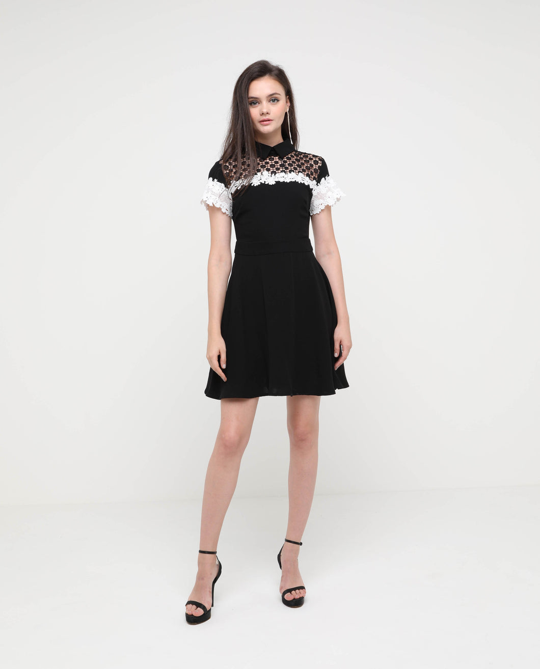 Covin Black Lace Collar Dress