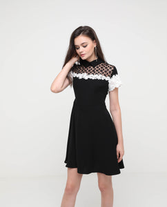 Covin Black Lace Collar Dress