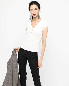 BUTTON BASIC TEE - OSMOSE ONLINE SHOPPING