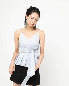 PINSTRIPES PEPLUM TOP - OSMOSE ONLINE SHOPPING