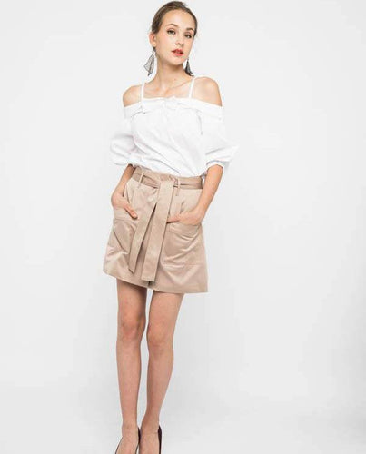 BOW PUFFY OFFSHOULDER BLOUSE - OSMOSE ONLINE SHOPPING