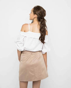 BOW PUFFY OFFSHOULDER BLOUSE - OSMOSE ONLINE SHOPPING