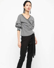 Load image into Gallery viewer, GINGHAM WRAP PEARL TOP - OSMOSE ONLINE SHOPPING