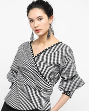 Load image into Gallery viewer, GINGHAM WRAP PEARL TOP - OSMOSE ONLINE SHOPPING