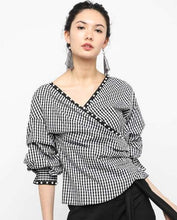Load image into Gallery viewer, GINGHAM WRAP PEARL TOP - OSMOSE ONLINE SHOPPING