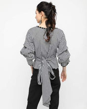 Load image into Gallery viewer, GINGHAM WRAP PEARL TOP - OSMOSE ONLINE SHOPPING