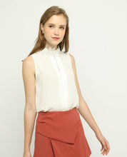 Load image into Gallery viewer, HIGH-NECK LACE DETAIL BLOUSE - OSMOSE ONLINE SHOPPING