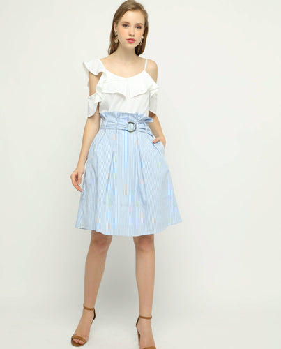 PINSTRIPES BELTED MIDI - OSMOSE ONLINE SHOPPING