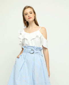 PINSTRIPES BELTED MIDI - OSMOSE ONLINE SHOPPING