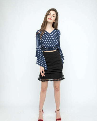 FLUTED HEM LACE SKIRT - OSMOSE ONLINE SHOPPING