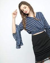 Load image into Gallery viewer, STRIPES FLUTTER SLEEVE CROP TOP - OSMOSE ONLINE SHOPPING