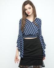 Load image into Gallery viewer, STRIPES FLUTTER SLEEVE CROP TOP - OSMOSE ONLINE SHOPPING
