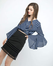 Load image into Gallery viewer, STRIPES FLUTTER SLEEVE CROP TOP - OSMOSE ONLINE SHOPPING