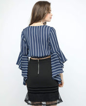Load image into Gallery viewer, STRIPES FLUTTER SLEEVE CROP TOP - OSMOSE ONLINE SHOPPING