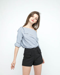 HIGH WAIST MINI FLAP SHORTS - OSMOSE ONLINE SHOPPING