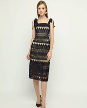 Load image into Gallery viewer, MIDNIGHT LACE MIDI DRESS - OSMOSE ONLINE SHOPPING