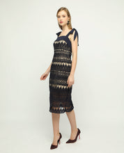 Load image into Gallery viewer, MIDNIGHT LACE MIDI DRESS - OSMOSE ONLINE SHOPPING