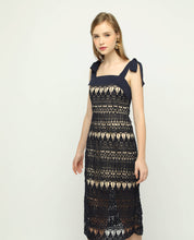 Load image into Gallery viewer, MIDNIGHT LACE MIDI DRESS - OSMOSE ONLINE SHOPPING