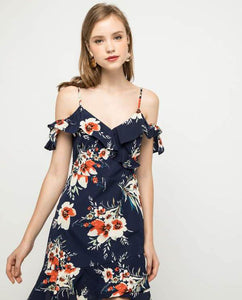 CAMILA COLD SHOULDER RUFFLED DRESS - OSMOSE ONLINE SHOPPING