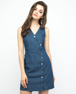 BUTTON DOWN DENIM DRESS - OSMOSE ONLINE SHOPPING