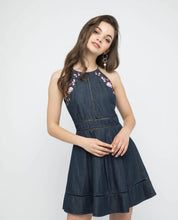 Load image into Gallery viewer, HALTER NECK EMBRIODERY SKATER DRESS - OSMOSE ONLINE SHOPPING