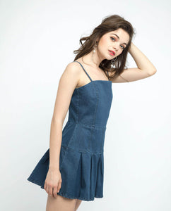 CAMI PLEATED DENIM DRESS - OSMOSE ONLINE SHOPPING